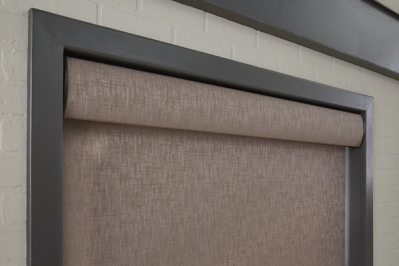 Close-up of a fabric roller shade, Renton